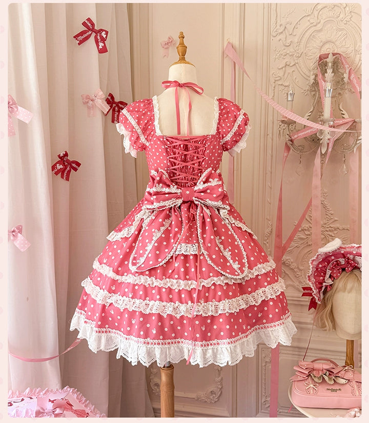 Mademoiselle Pearl~Bow Rabbit~IP Collab Sweet Lolita OP in Multiple Styles 43054:763920