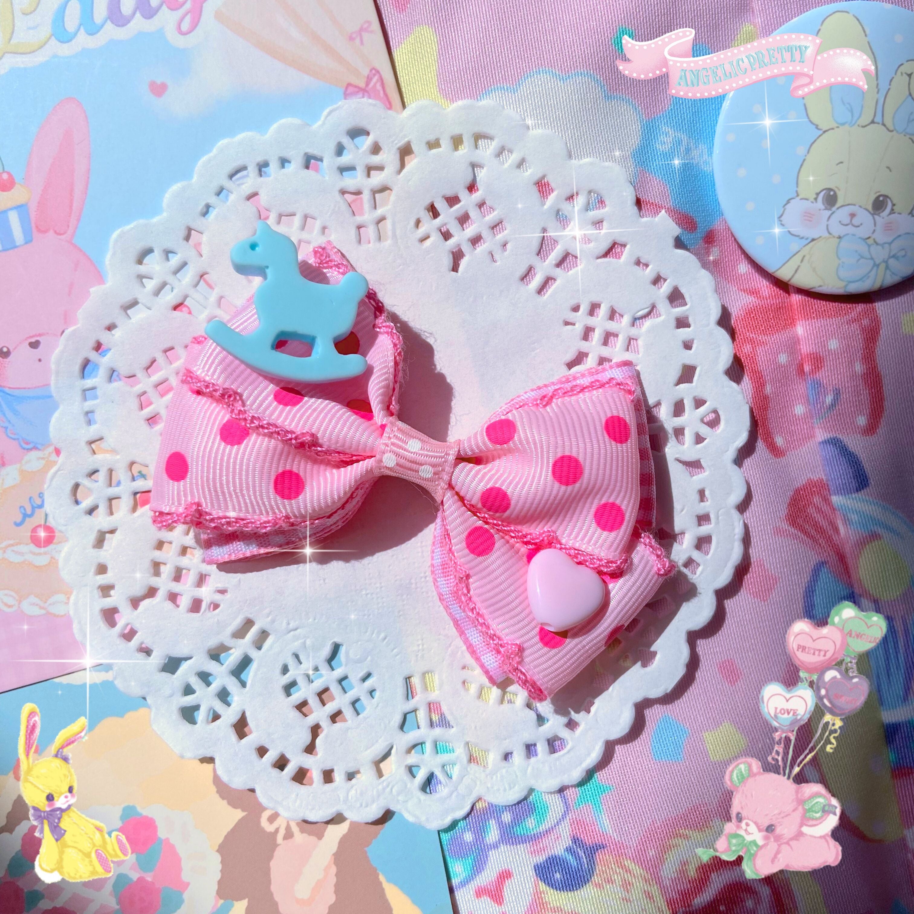Bear Doll - Augustina - Sweet Lolita Bow Hair Clip pink