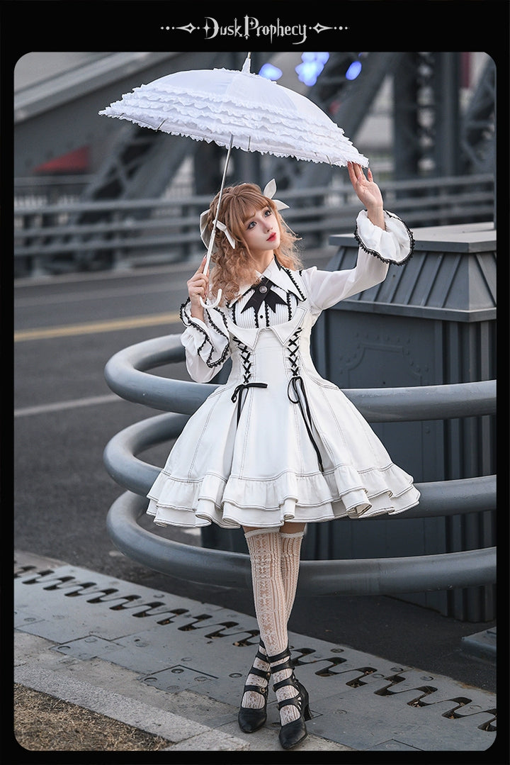 DuskProphecy~Egret 2.2-3.1 Version~Sweet Lolita Denim JSK Bust-Supporting Dress 42166:729632