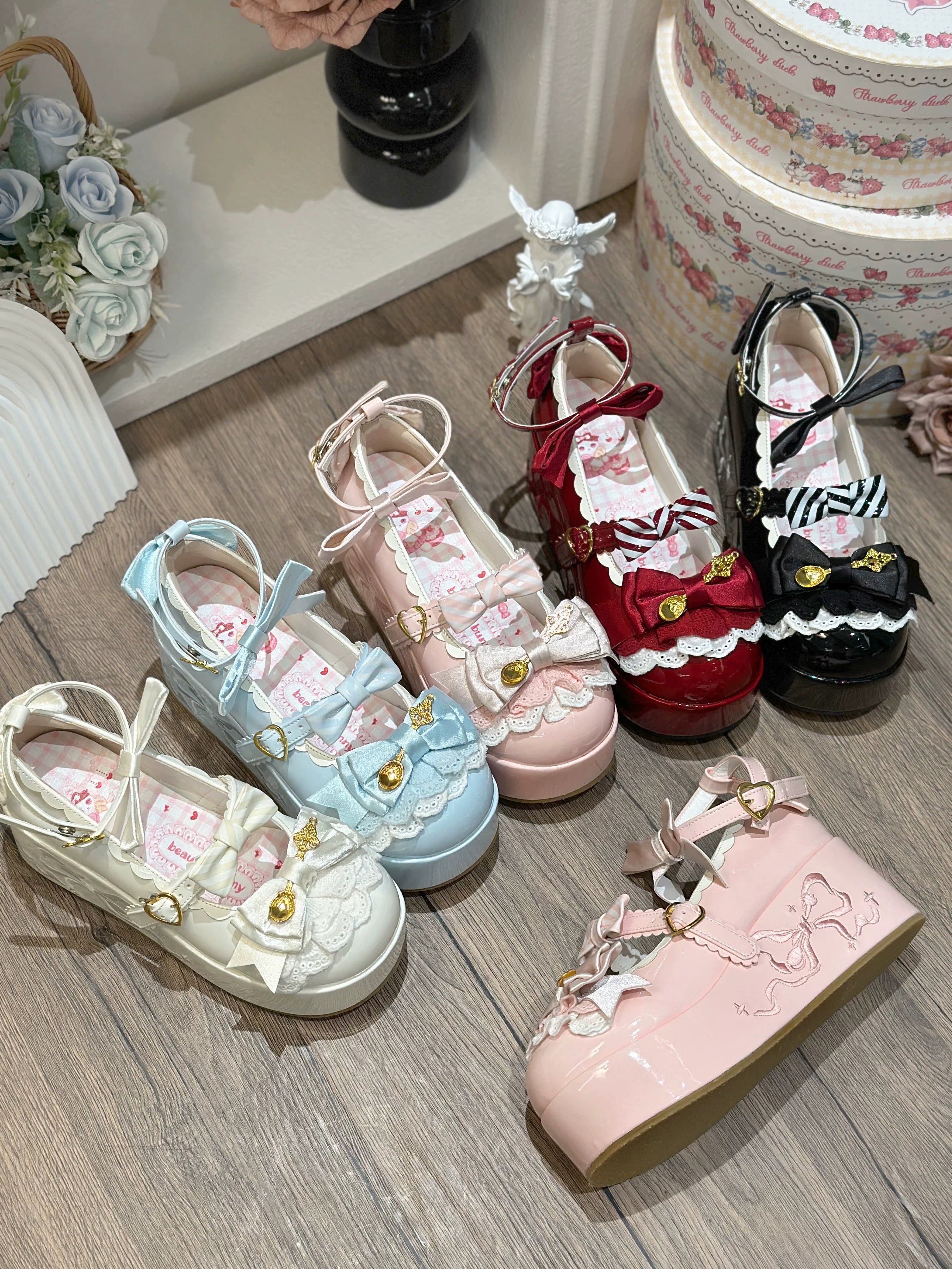 Mousse Rolls - Platform Sweet Lolita Shoes, Detachable Golden Spoon