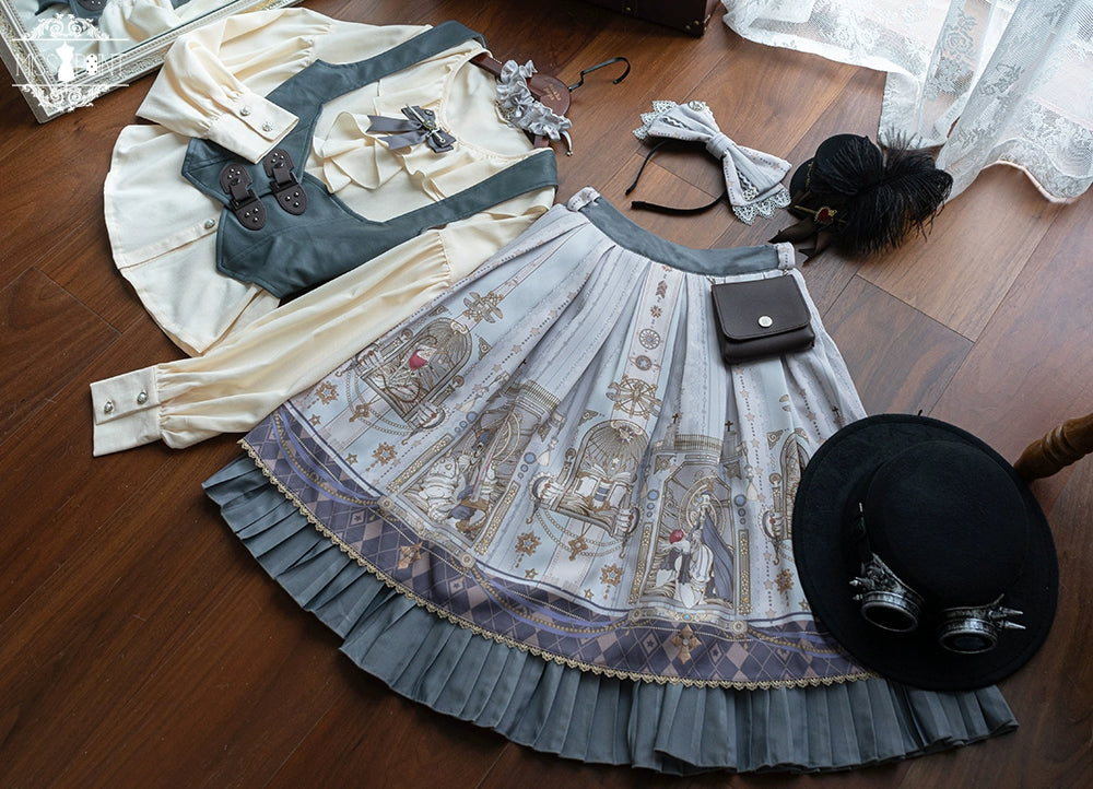 (BFM)Miss Point~Demon Hunting Notes~Gothic Lolita Cross Print Short Skirt   