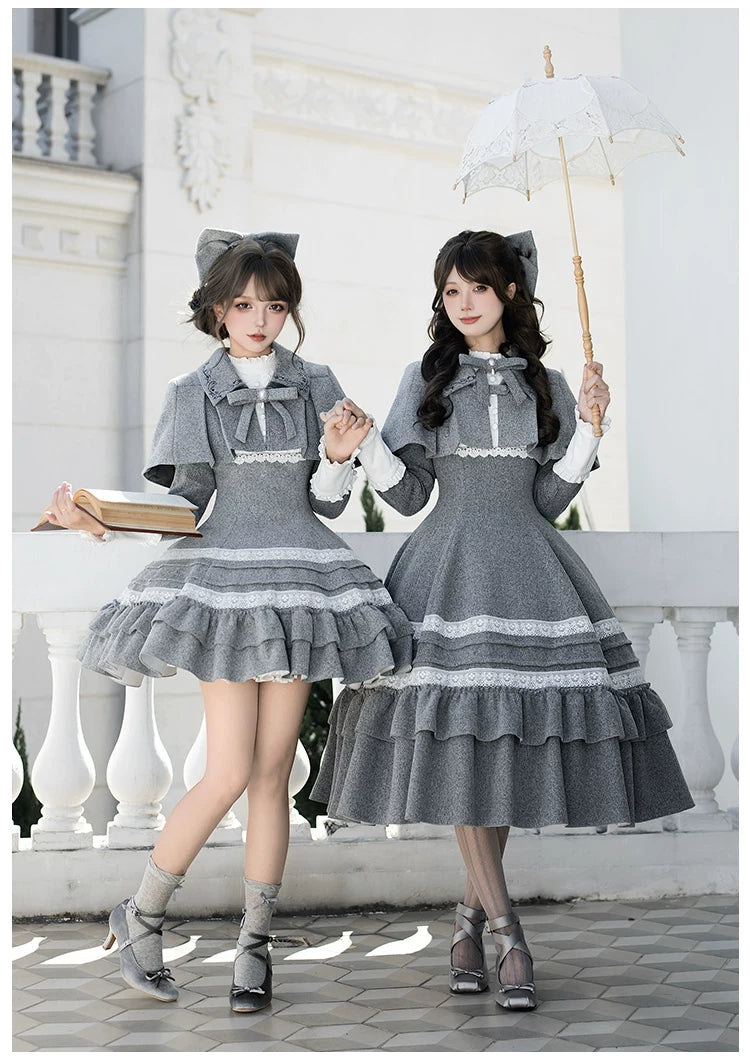 Reminisce - Pile Classic Lolita Dress, Detachable Cape 44439:808551
