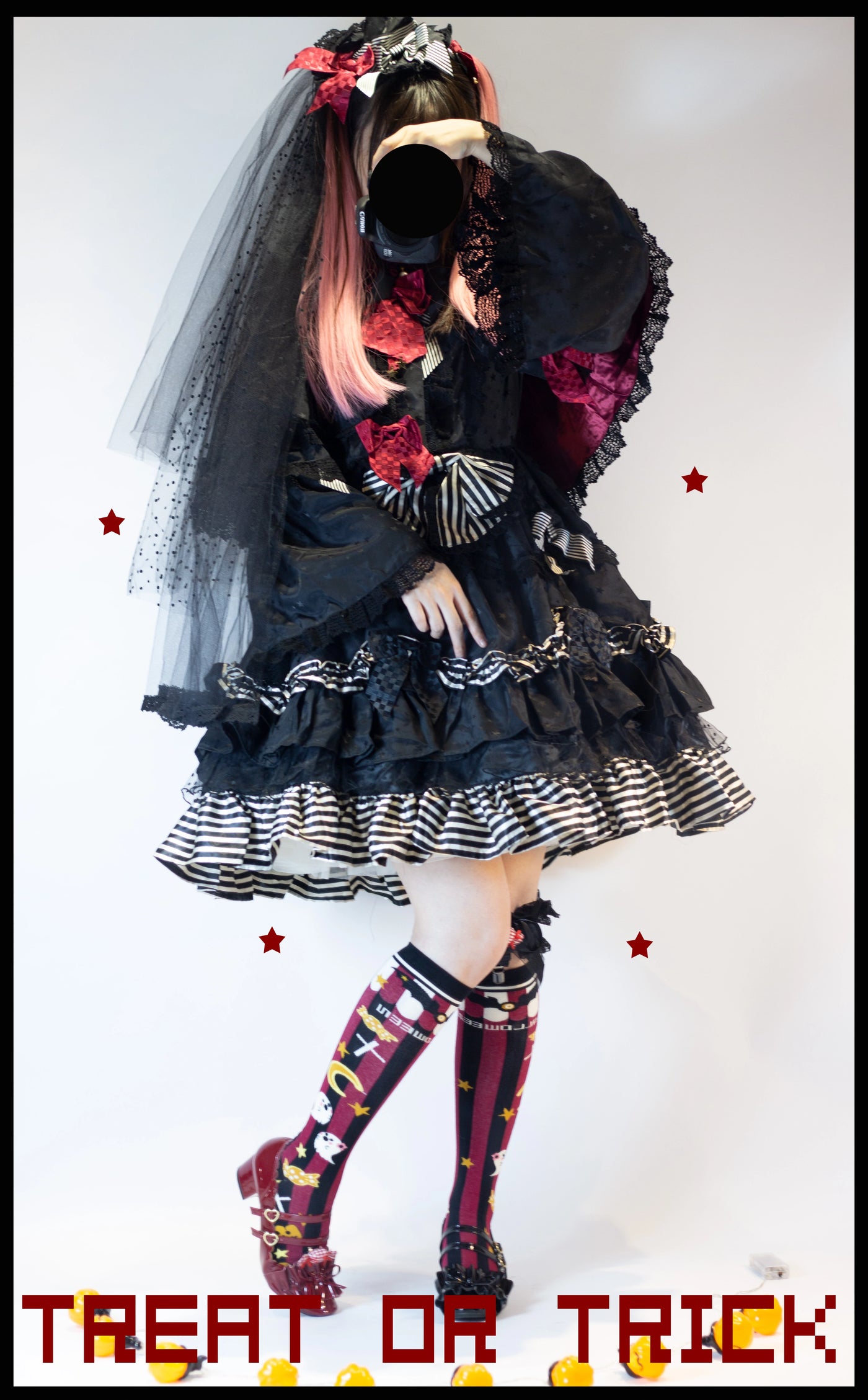 Yukines Box~Gothic Lolita Halloween Pumpkin Bat Socks   