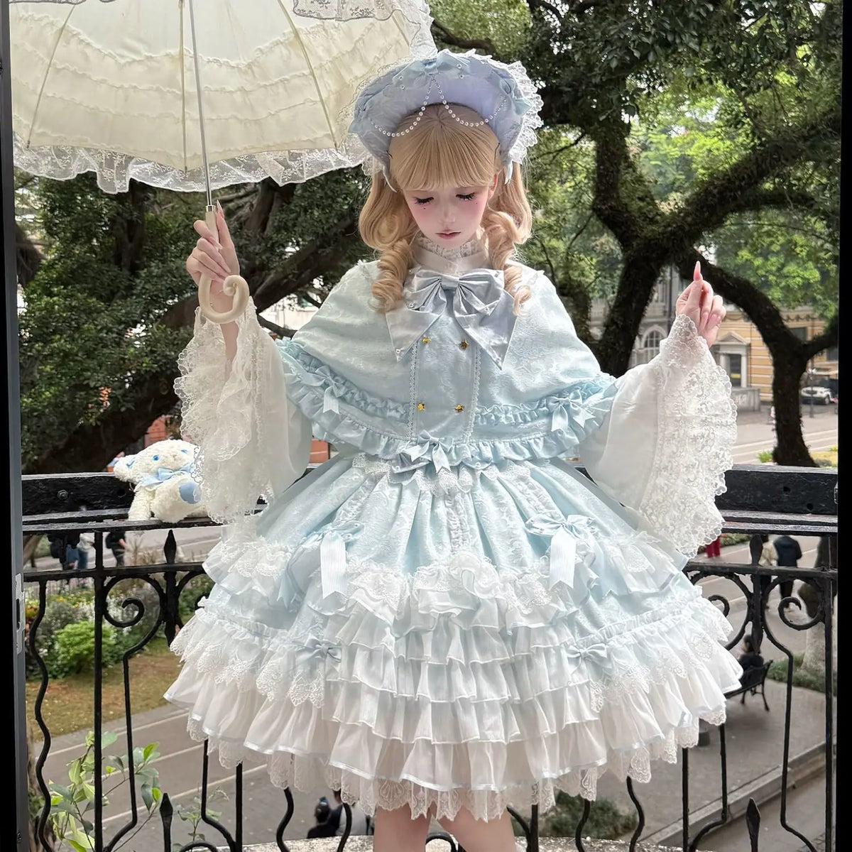 Star Porcelain Doll - Sweet Lolita JSK Dress Set, Tiered Ruffle Hem 46093:874766