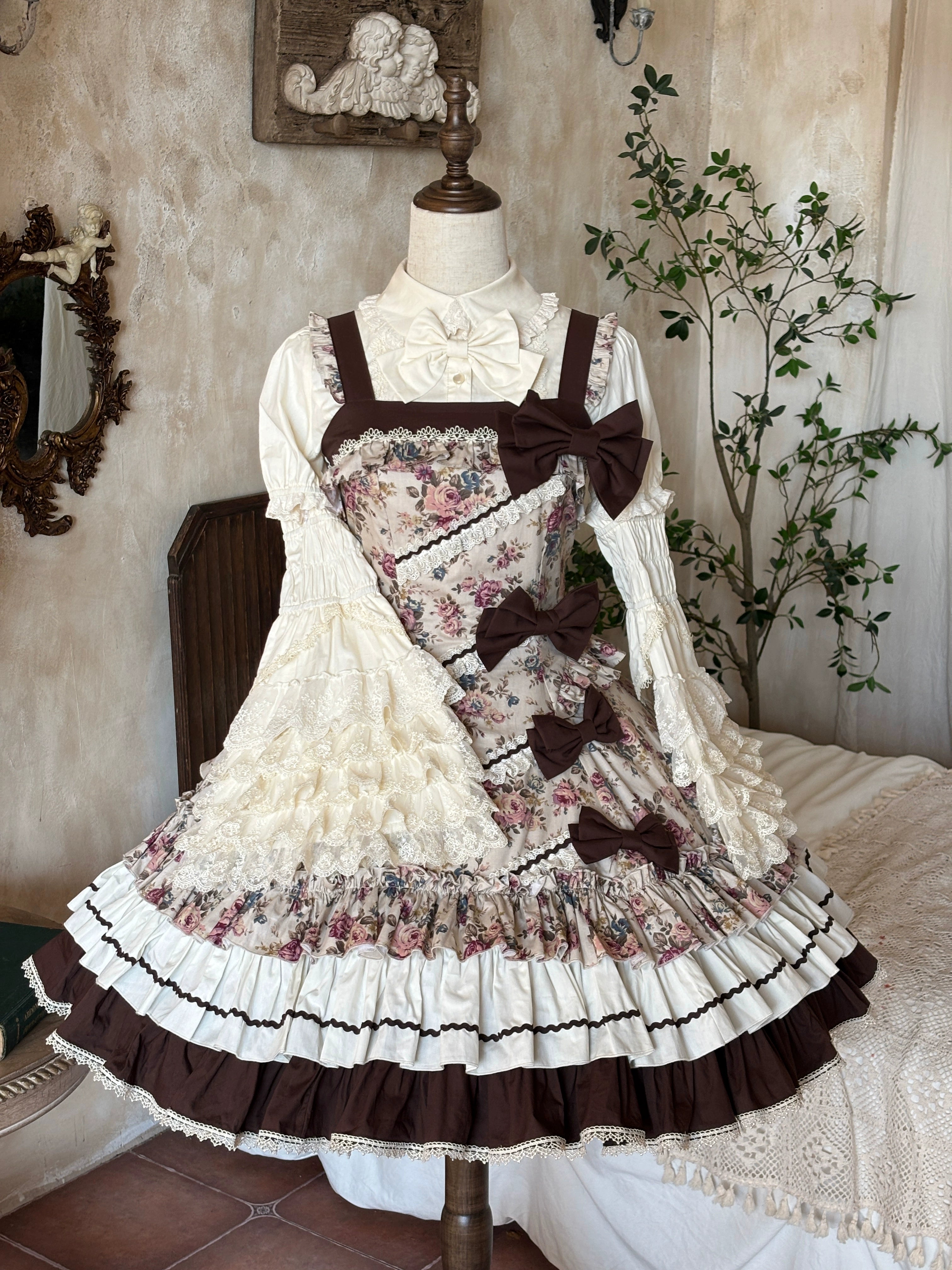 Alice in the Mirror - Albion Reverie - Floral Printed Old School Lolita JSK, Bust-Supporting Dress 44299:802492
