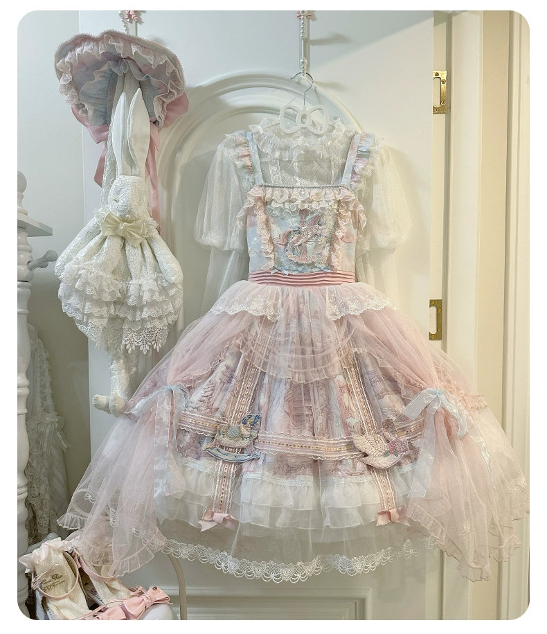 Urtto~Pegasus Park~Sweet Lolita JSK Dress Dual Color Princess Lolita Dress Set 41528:701766