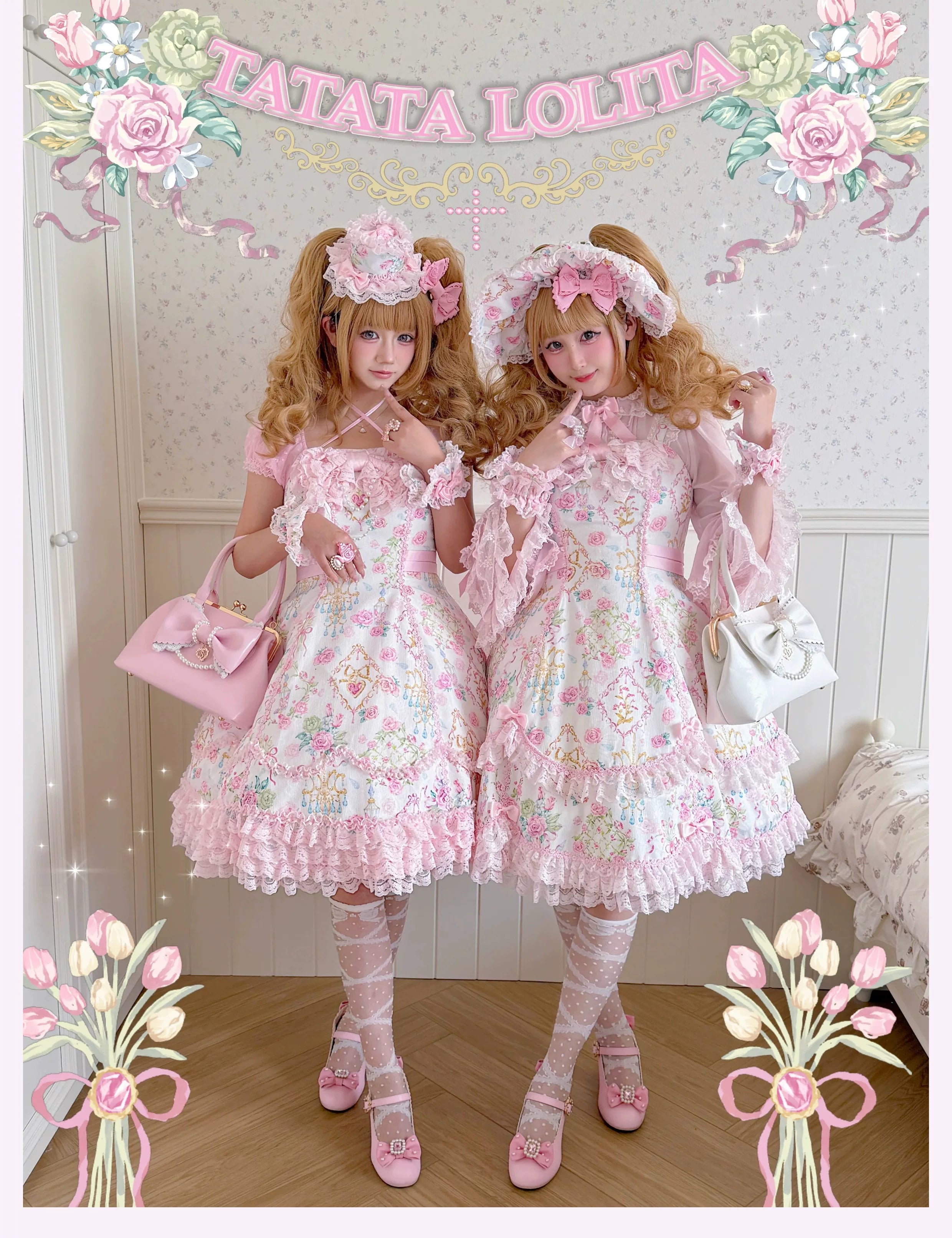 Spring 2025 - Old School Lolita Floral Print JSK Dress, Doll-Like OP 45247:842729