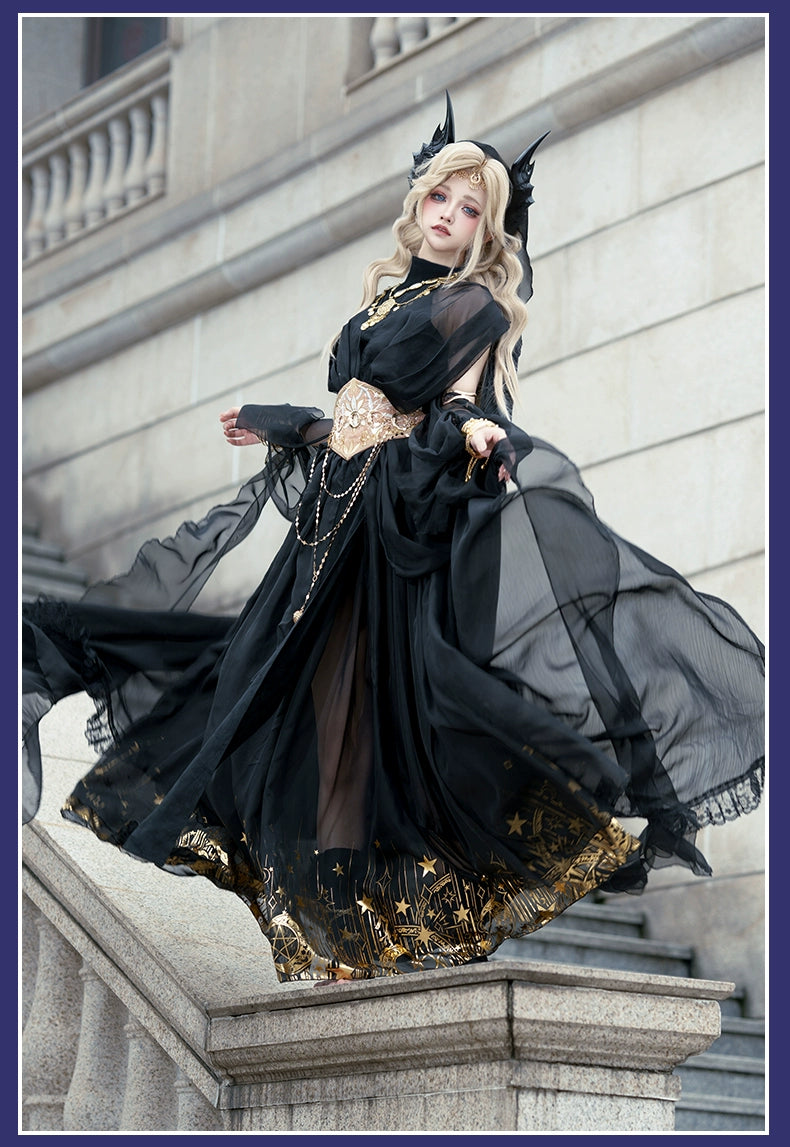 (BFM)Signorina~Divine Bride~Wedding Lolita JSK Dress Greek Style Halter Neckline Dress XS Black 