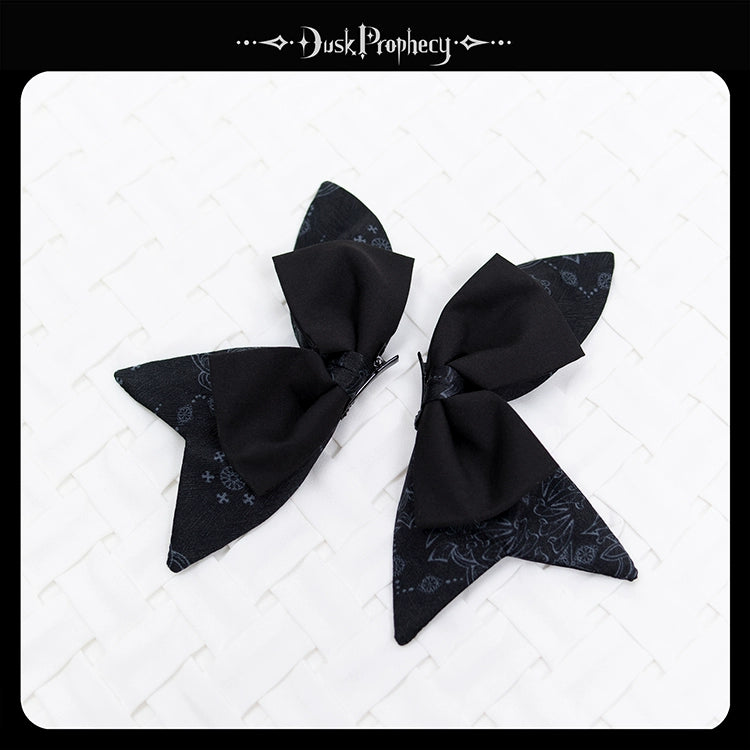 DuskProphecy - Coccyx - Elegant Lolita Hair Accessories Set Multicolors black a pair of side clips