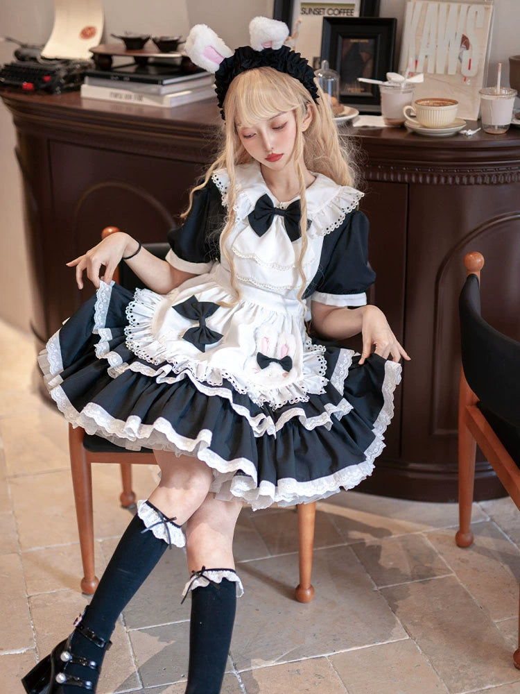 OCELOT~Leopard Bunny~Classic Maid Lolita OP with Apron and KC