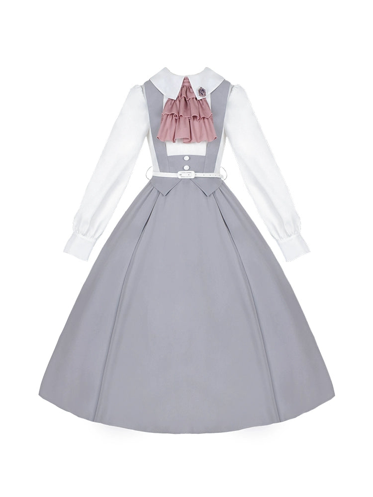 With PUJI~Martha College~Preppy Style Lolita OP Dress Spring Straps Dress   