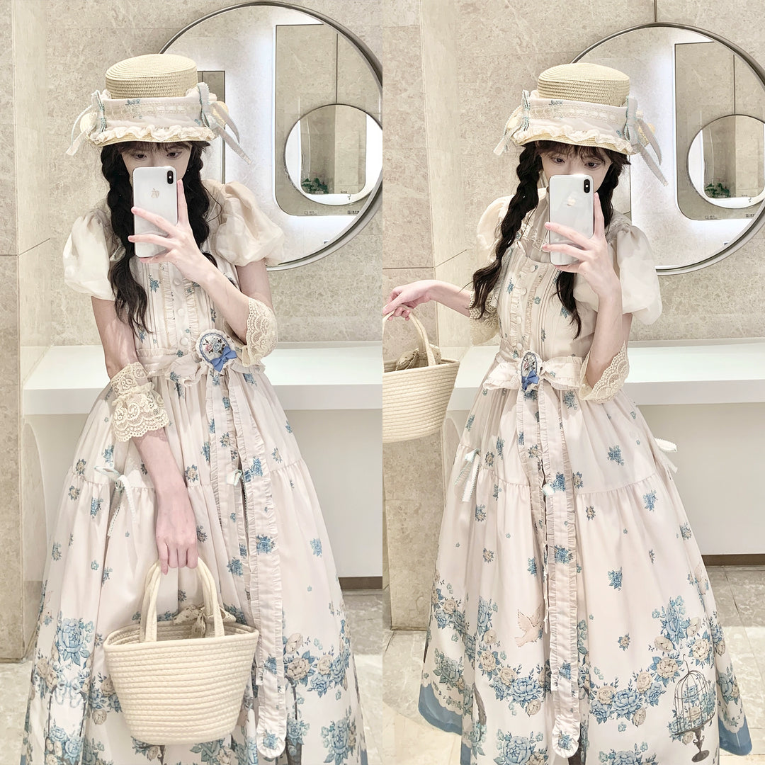 DreamWhale~Floral and Bird Series~Classic Lolita JSK Suit Floral Print Dress 40910:679586