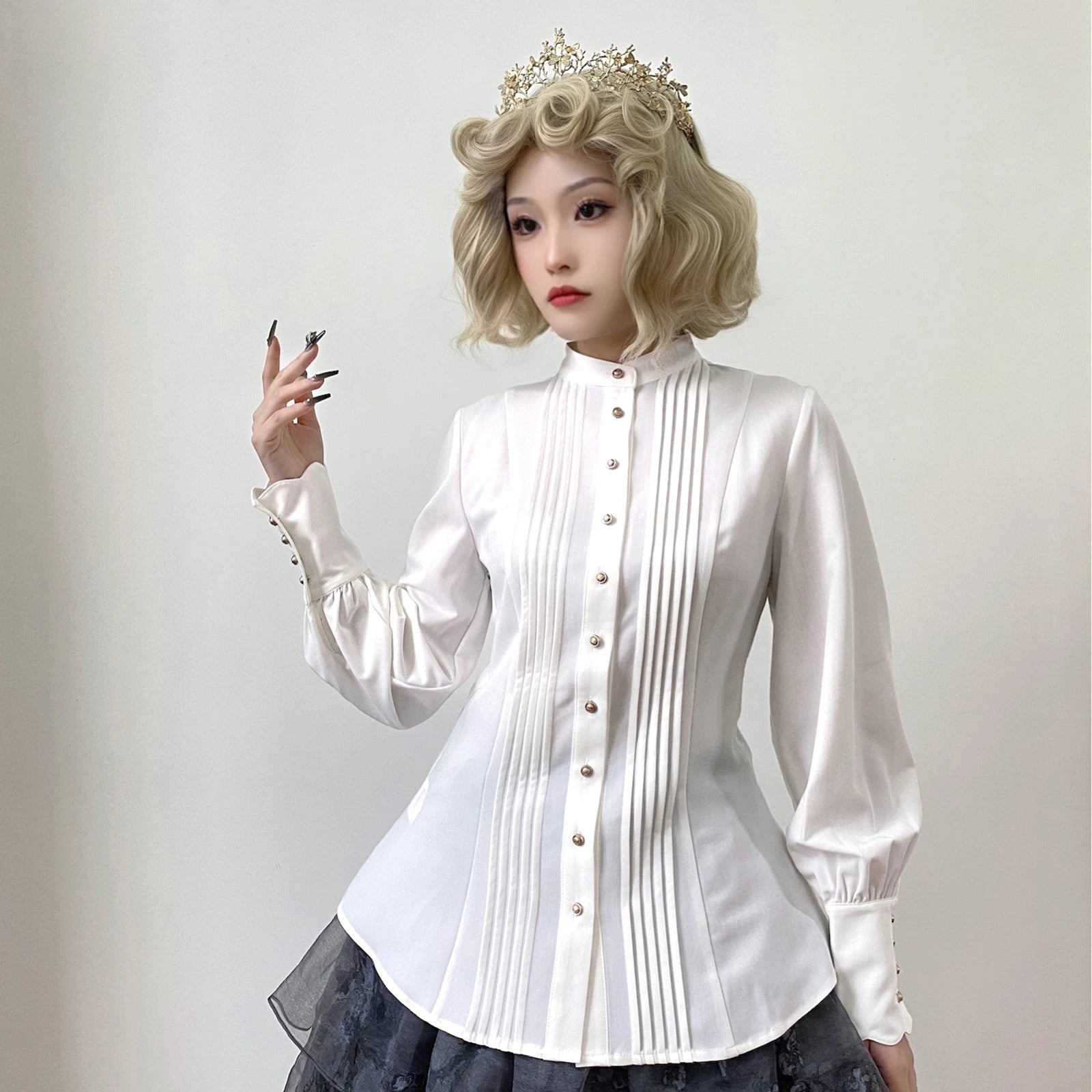 Silence Poem - Classic Lolita Long Sleeve Shirt, Detachable Jabot 44553:813071