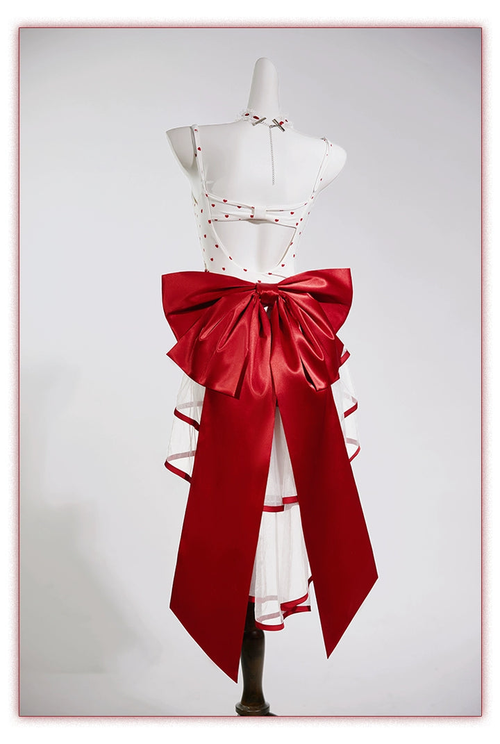 Tan Tuan~Heartbeat Melody~Red & White Lolita-Inspired Swimsuit Set 42997:761397