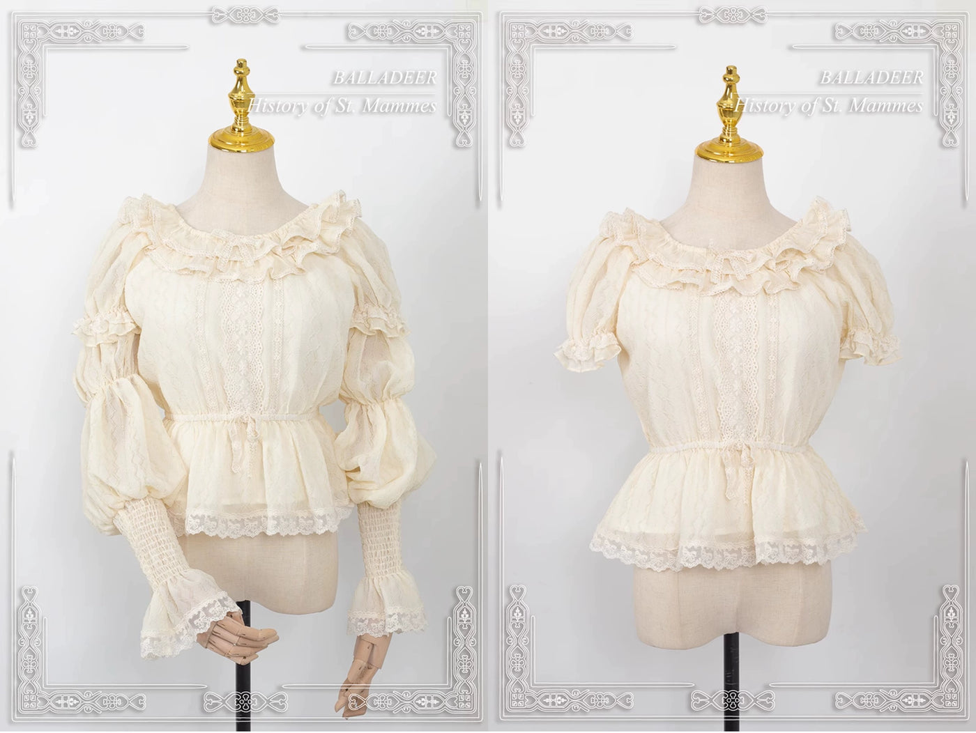 Balladeer~Chiffon Lolita Shirt Detachable Lotus Sleeve Blouse   