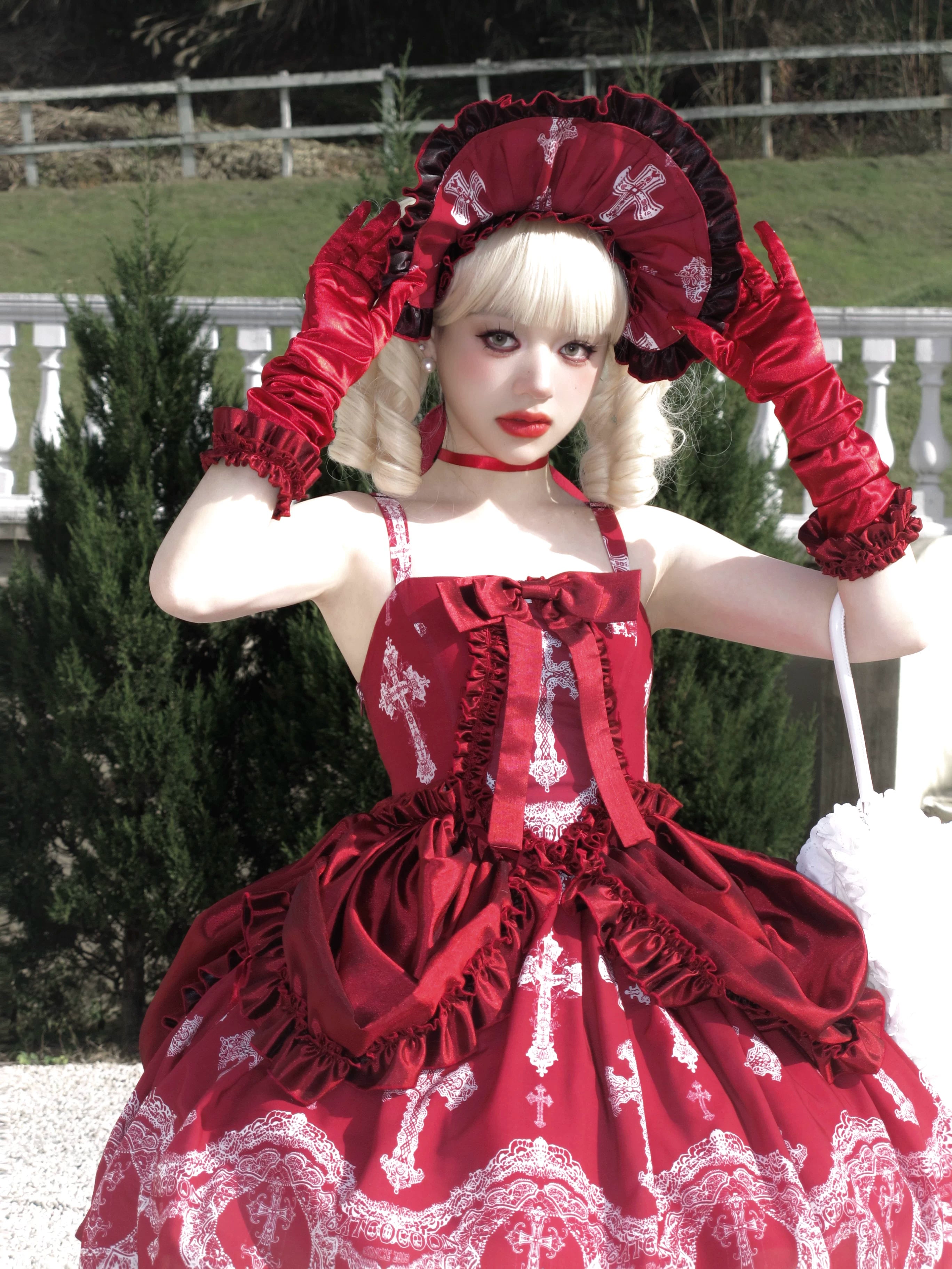 Lace Cross - Gothic Lolita BNT, 3D Cross Decorated Gloves 44544:812041