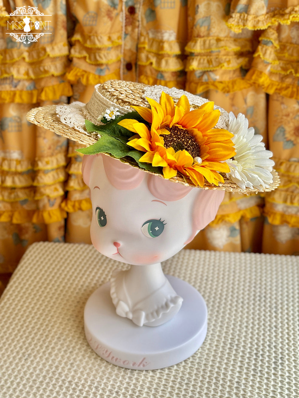 Miss Point~Garden Sunflower~Country Lolita Accessories KC and Sunflower Straw Hat Sunflower flat hat only