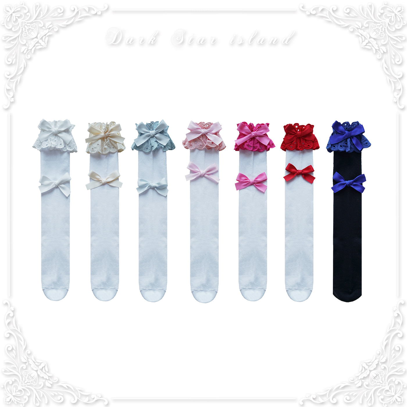 Dark Star Island~Cute Lolita Multi-Color Bow Cotton Socks   