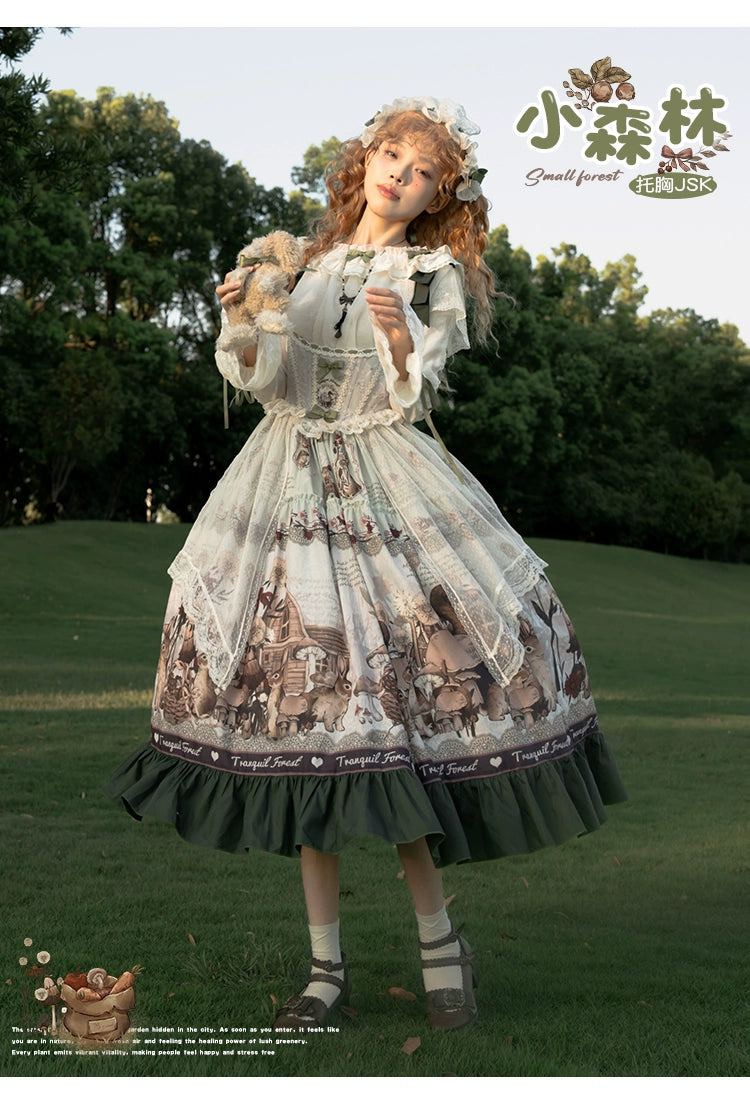 Spireme Cat~Small Forest~Classic Lolita JSK Dress Chest Support Printing Dress   