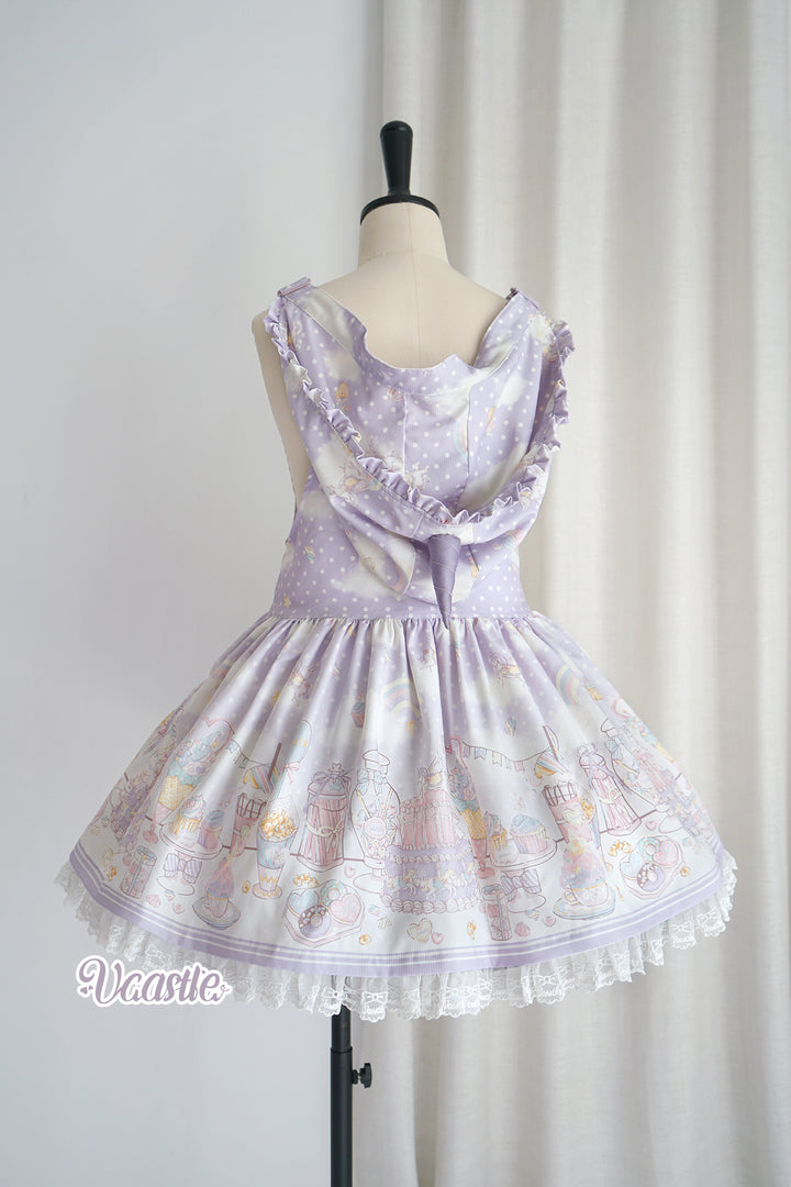 Vcastle~Unicorn Sugar Party~Kawaii Lolita Salopette Suit with Unicorn Hood 42110:726714