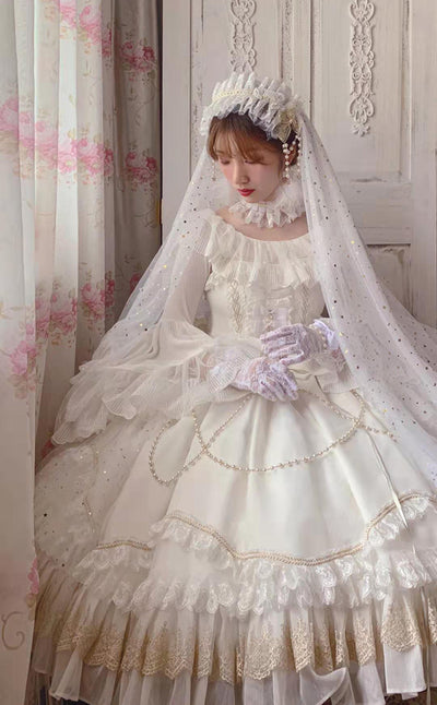 (Buyforme)Fairy Tales~Fate Quartet Bridal Lolita Gothic JSK Dress white L Full set
