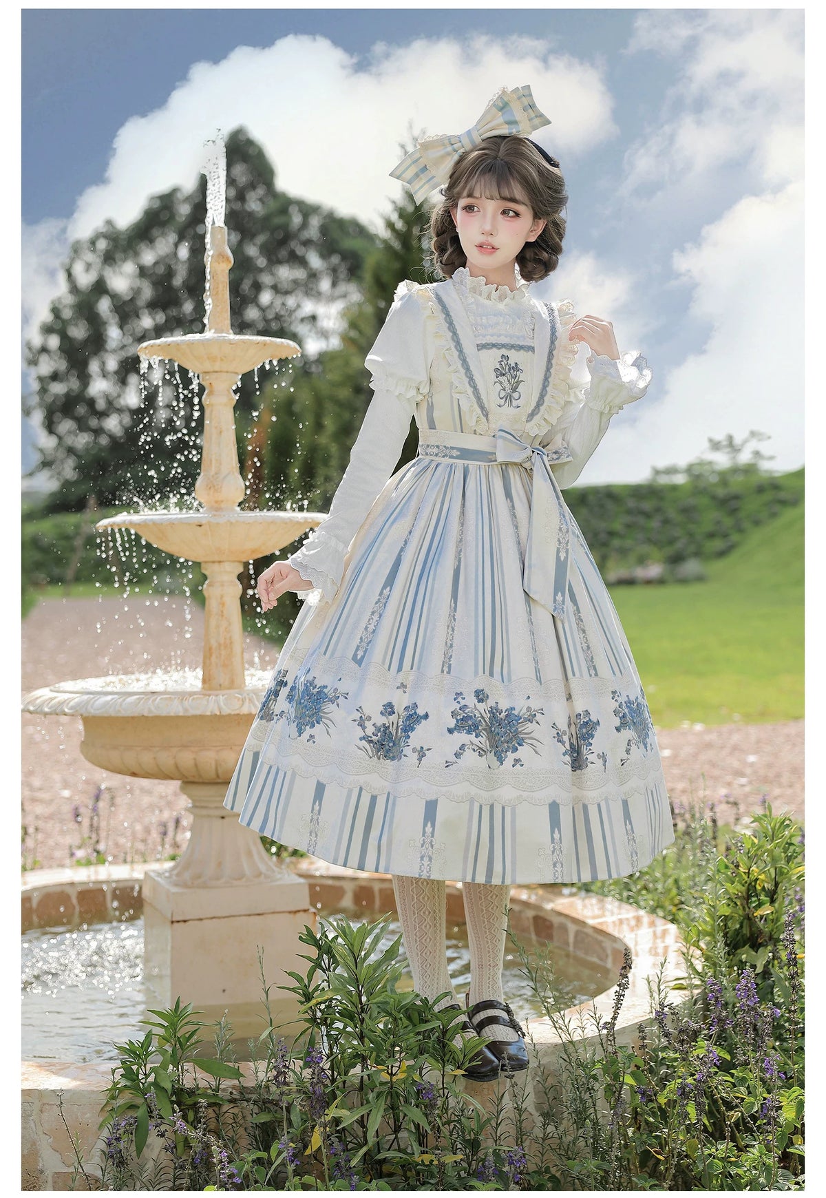 Iris - Classic Lolita JSK Dress Set, Iris Print and Embroidery 45997:871544