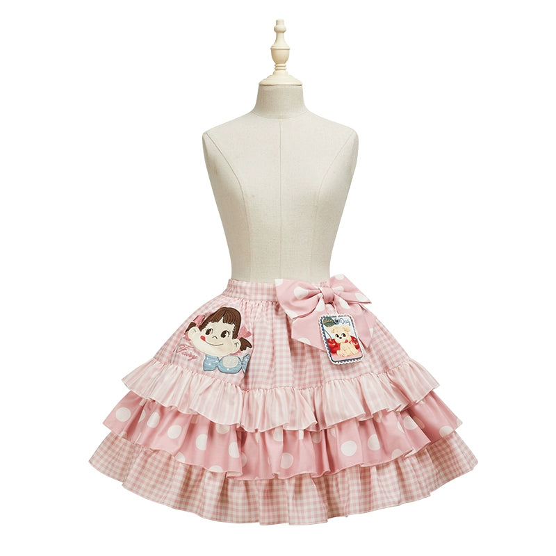 Summer Fairy~IP Collab Kawaii Lolita Dresses OP Home Wear Salopette Cardigan SK XS Cake SK - pink 