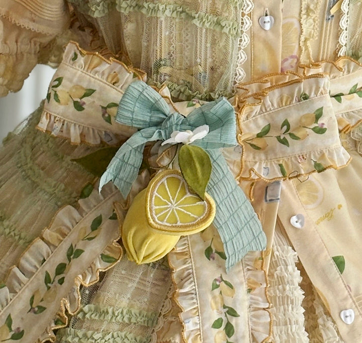 Miss Point~Lemon Chick~Country Lolita Accessories With Openwork Straw Hat 42983:760453
