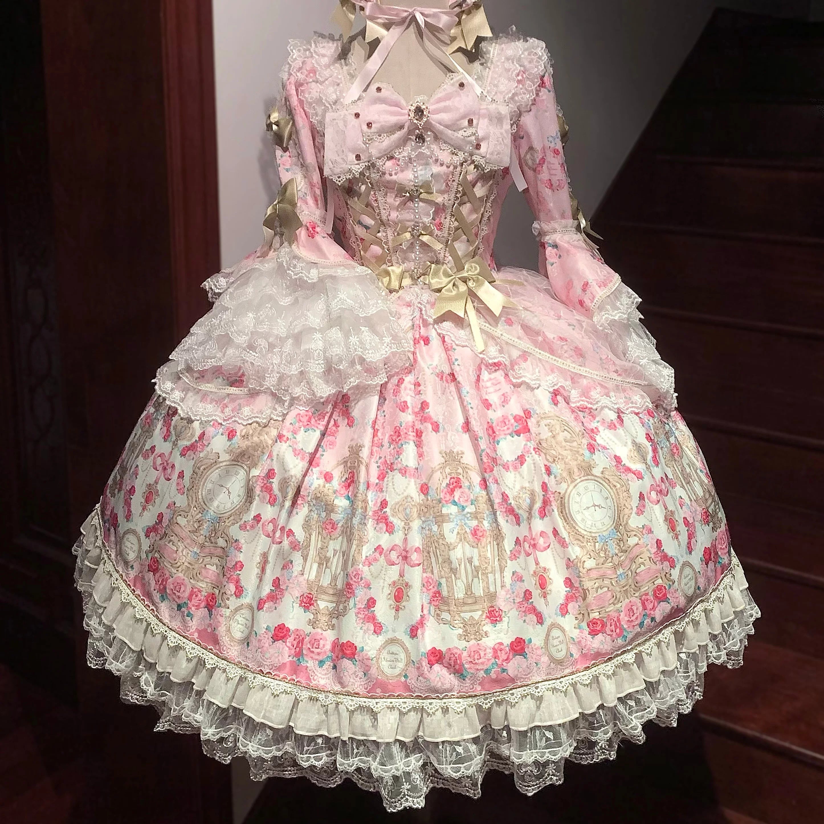 Rose Garden Prelude - Sweet Lolita OP Dress, Floral Printed (L M S / Pre-order) 44988:830669