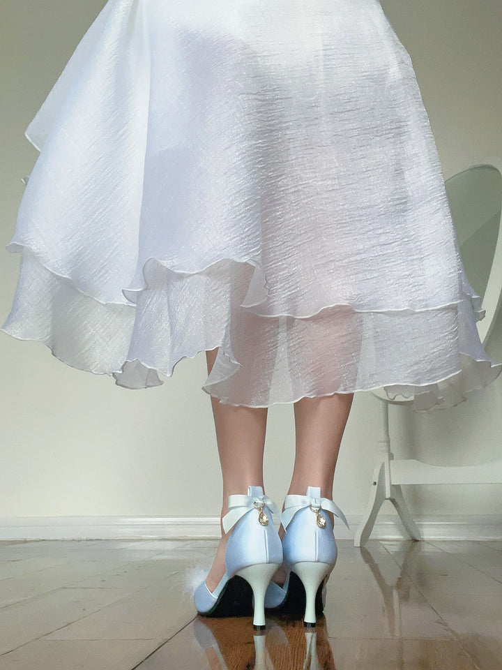 Pure Tea For Dream~Swan Lake~Sweet Lolita Shoes Satin Lolita Hight Heels 42090:733820