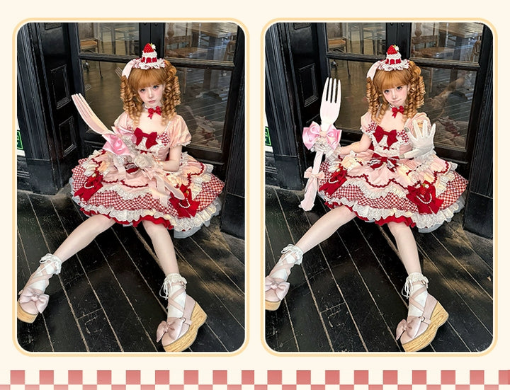 Sakurahime~Berry Sweetheart~Sweet Lolita OP Suit Old School Lolita Dress and Top Hat