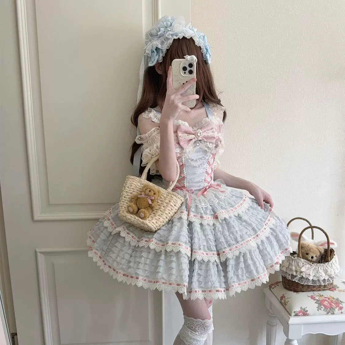 Floral Elegy - Sweet Lolita JSK Dress, Tiered Hem