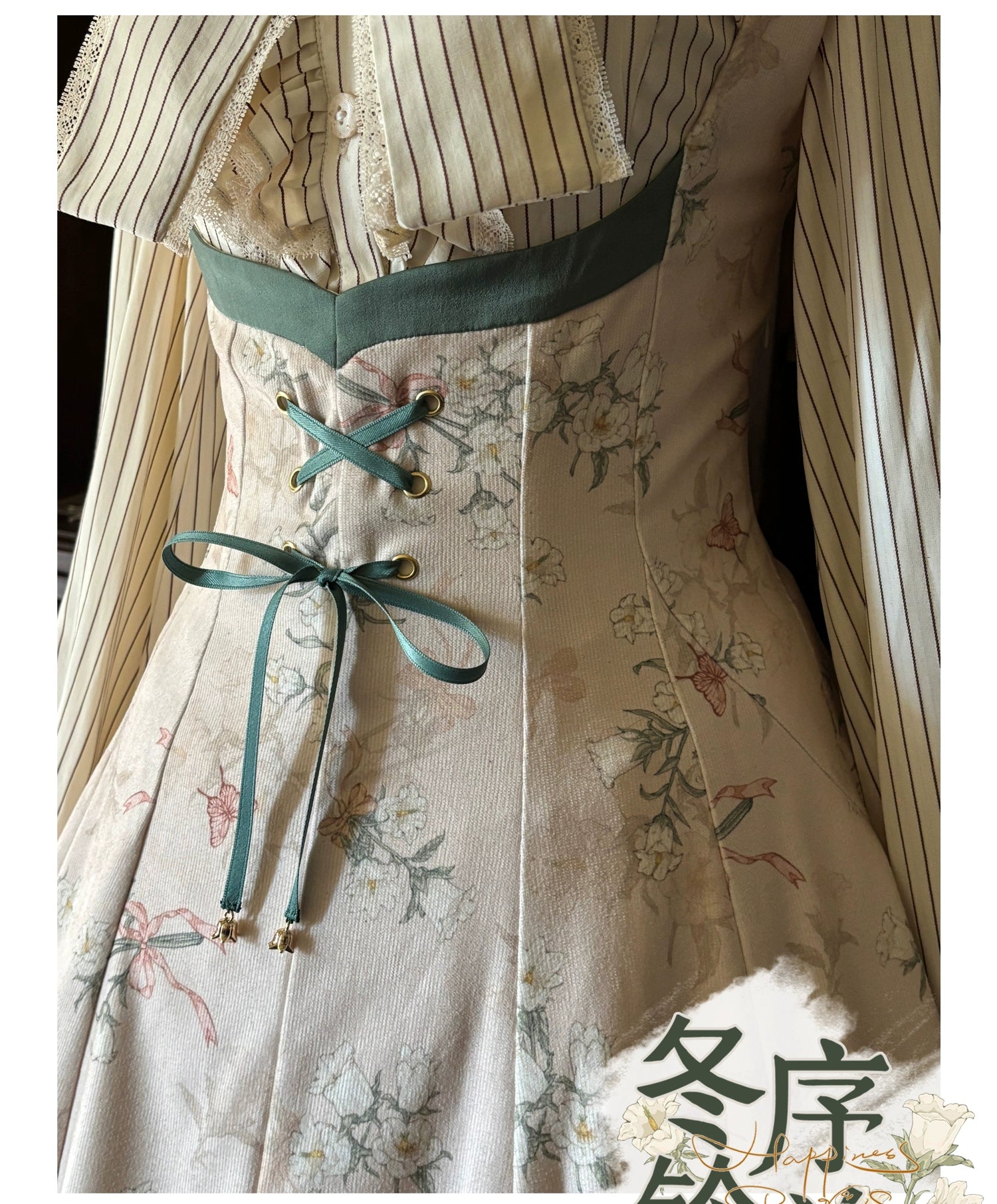 Button Bear - Winter Lily Bell - Classic Lolita Bust-Supporting JSK, Long Waisted Coat 44351:804178