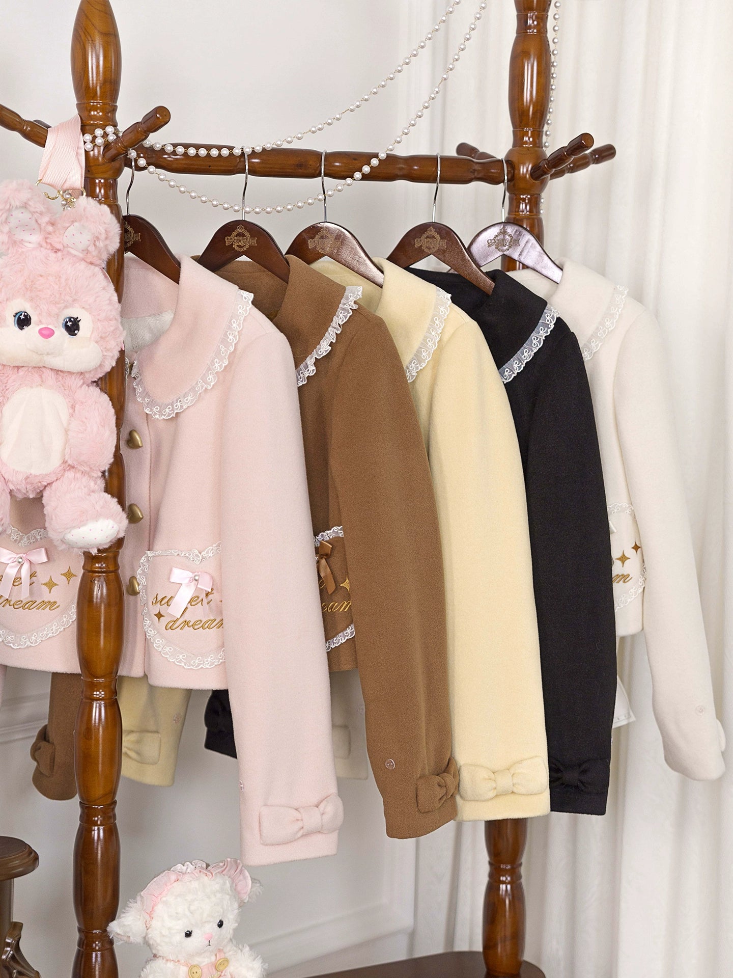 Dream Magic Box - Milk Puff - Winter Fleece-lined Sweet Lolita Coat, Detachable Collar