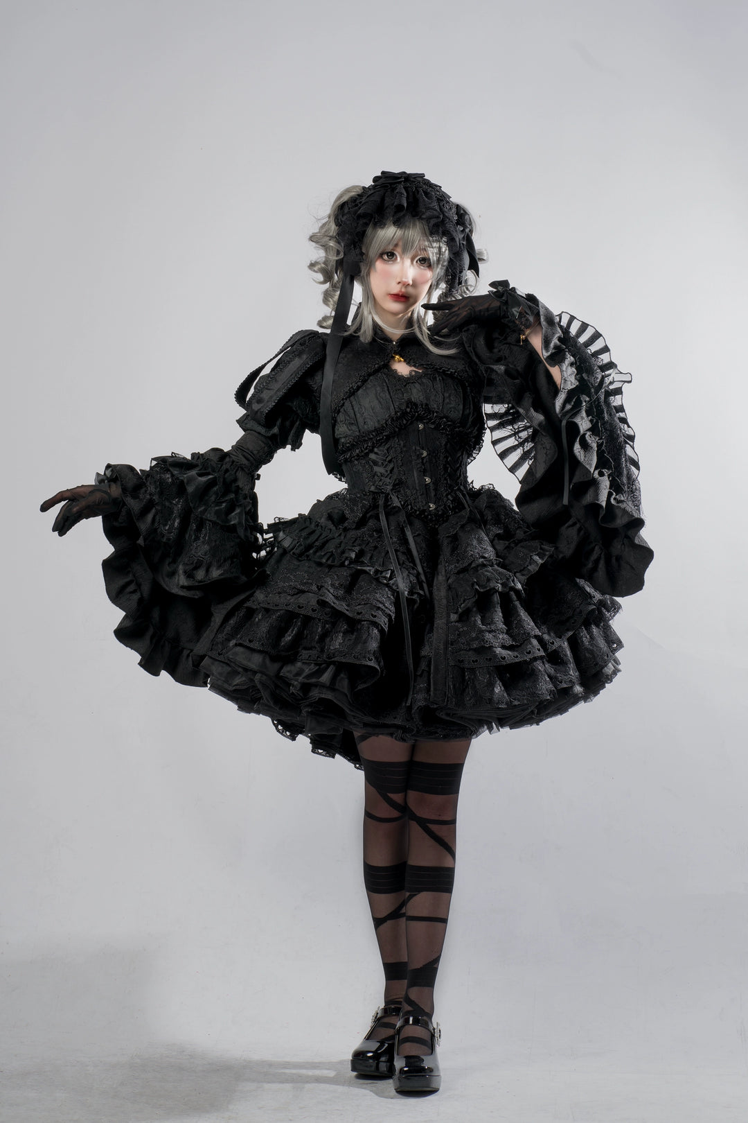 Smoothy~Caliburn~Gothic Lolita JSK Dress with Bolero with Detachable Sleeves