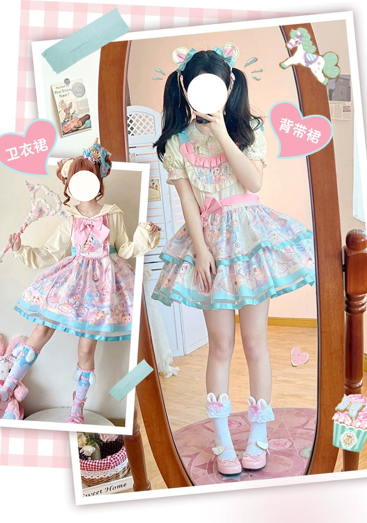 Mewroco~Sweet Lolita Dress Suit Salopette and Hoodied OP