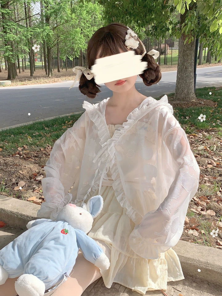 Hanguliang~Summer Daily Lolita Hooded Sheer Sunscreen Cardigan