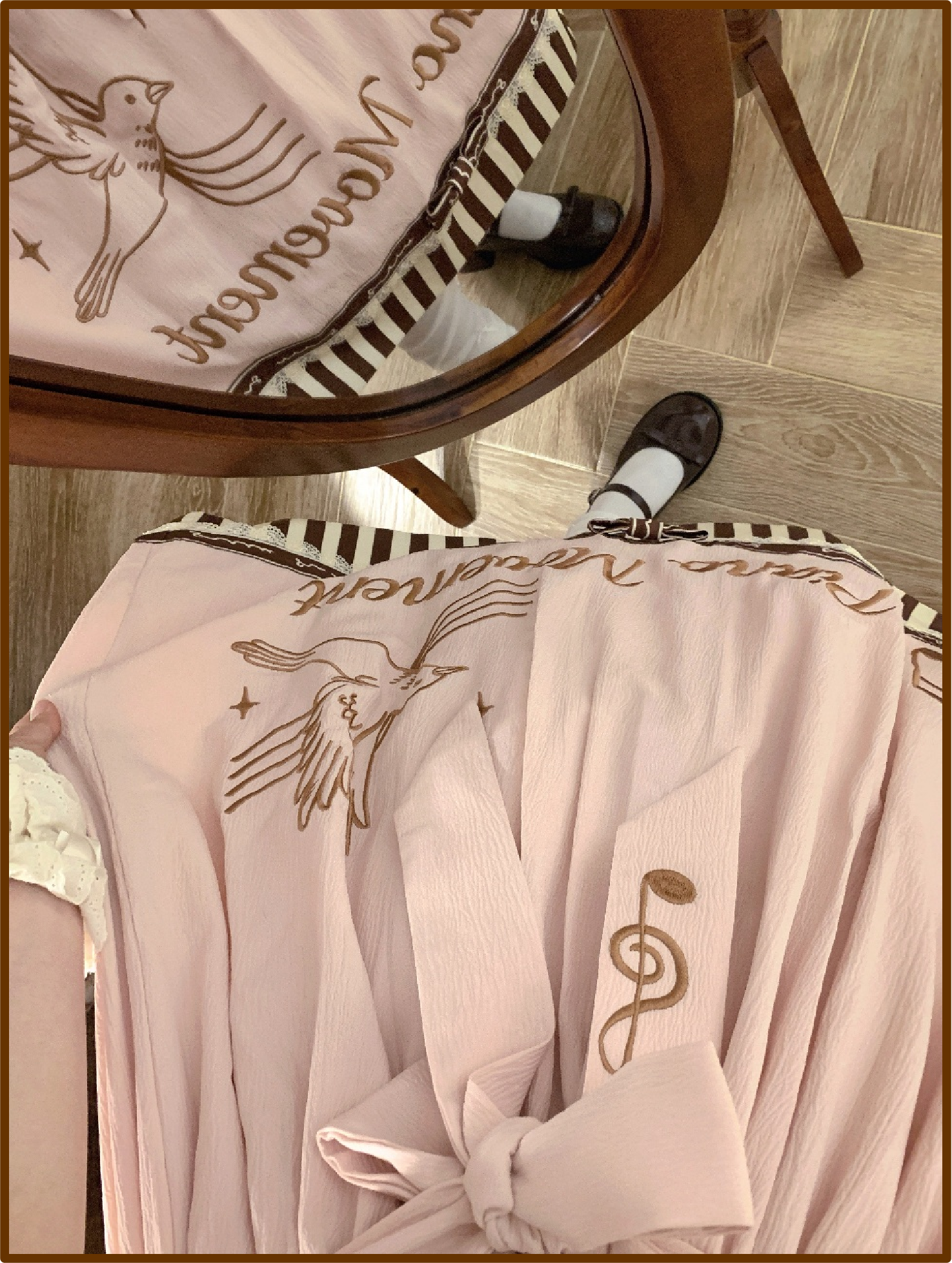 Birdsong Melody - Piano-themed Old School Lolita OP Dress, Side Pockets 45818:863245