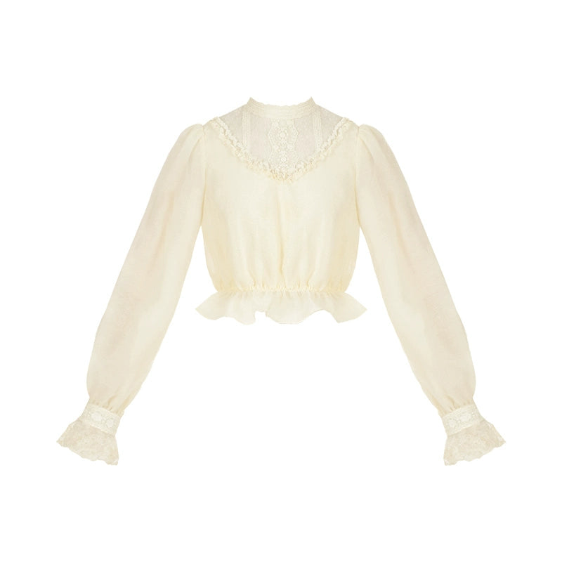 With PUJI~Love Poem~Classic Lolita Shawl 3-Color Versatile Spring Innerwear Beige shirt S 