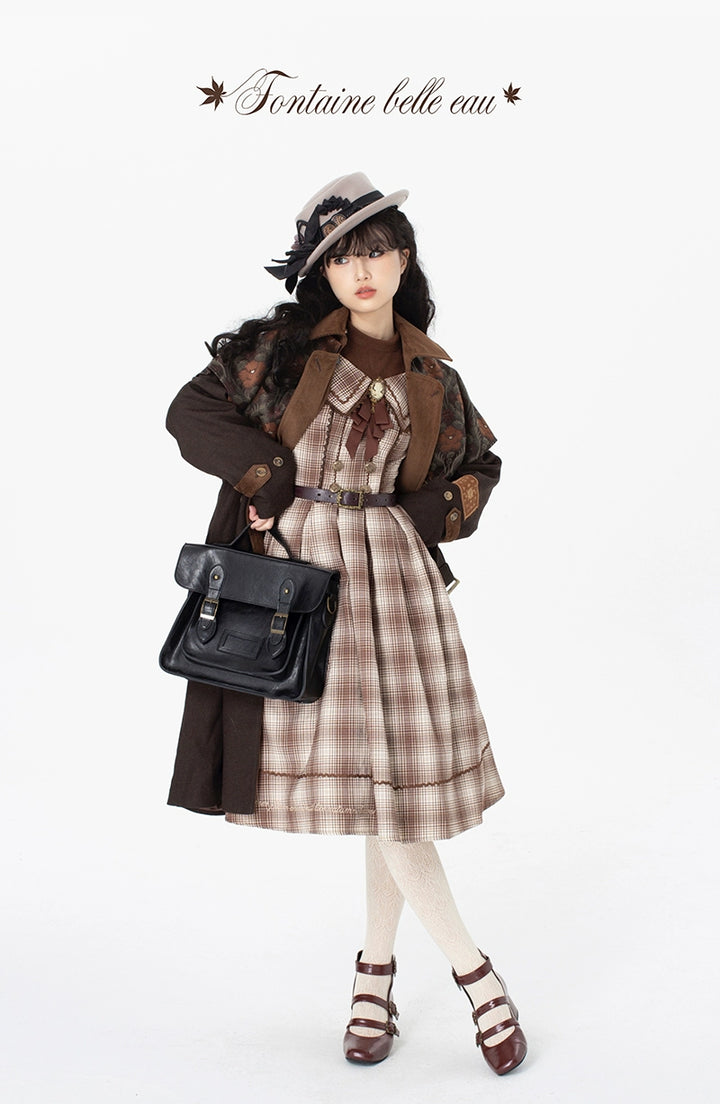 ZeeYe~Maple Dan Bai Lu~Classic Lolita Plaid Dress Long Sleeved OP 41384:692696