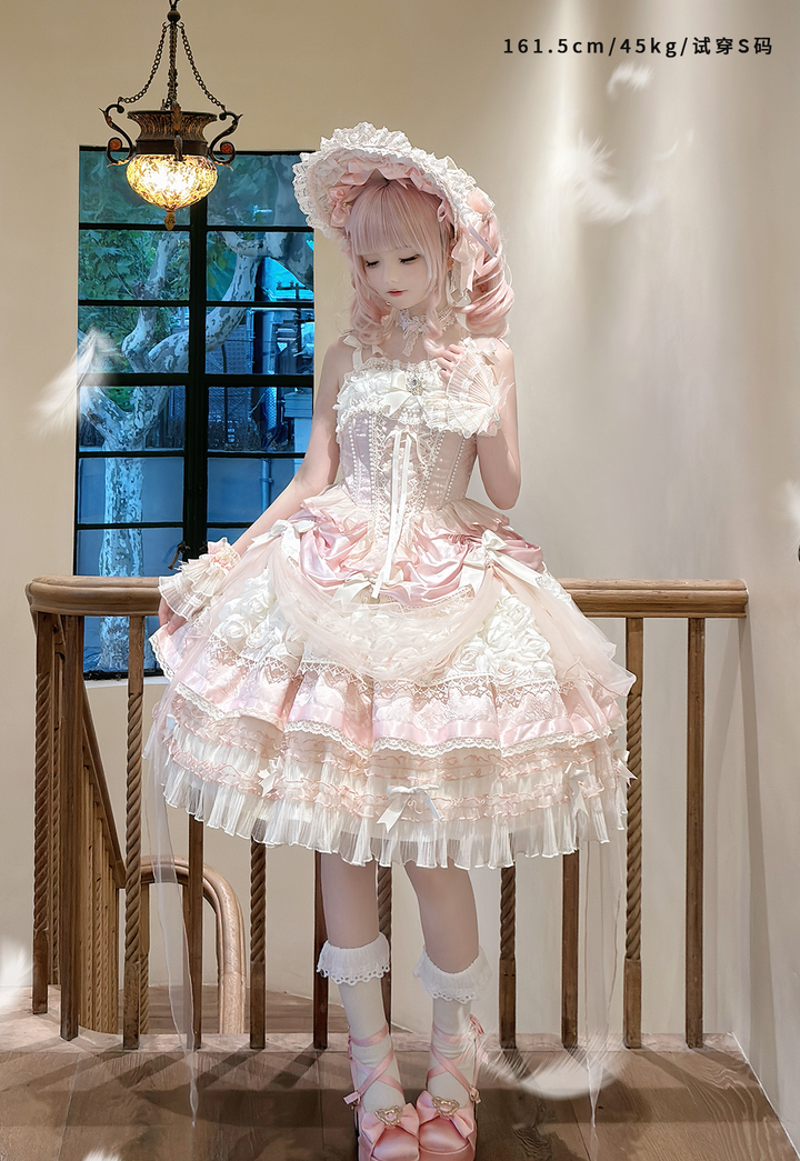 MieYe~Flowers Song~Classic Lolita JSK Dress Fishbone Dress with Tiered Skirt