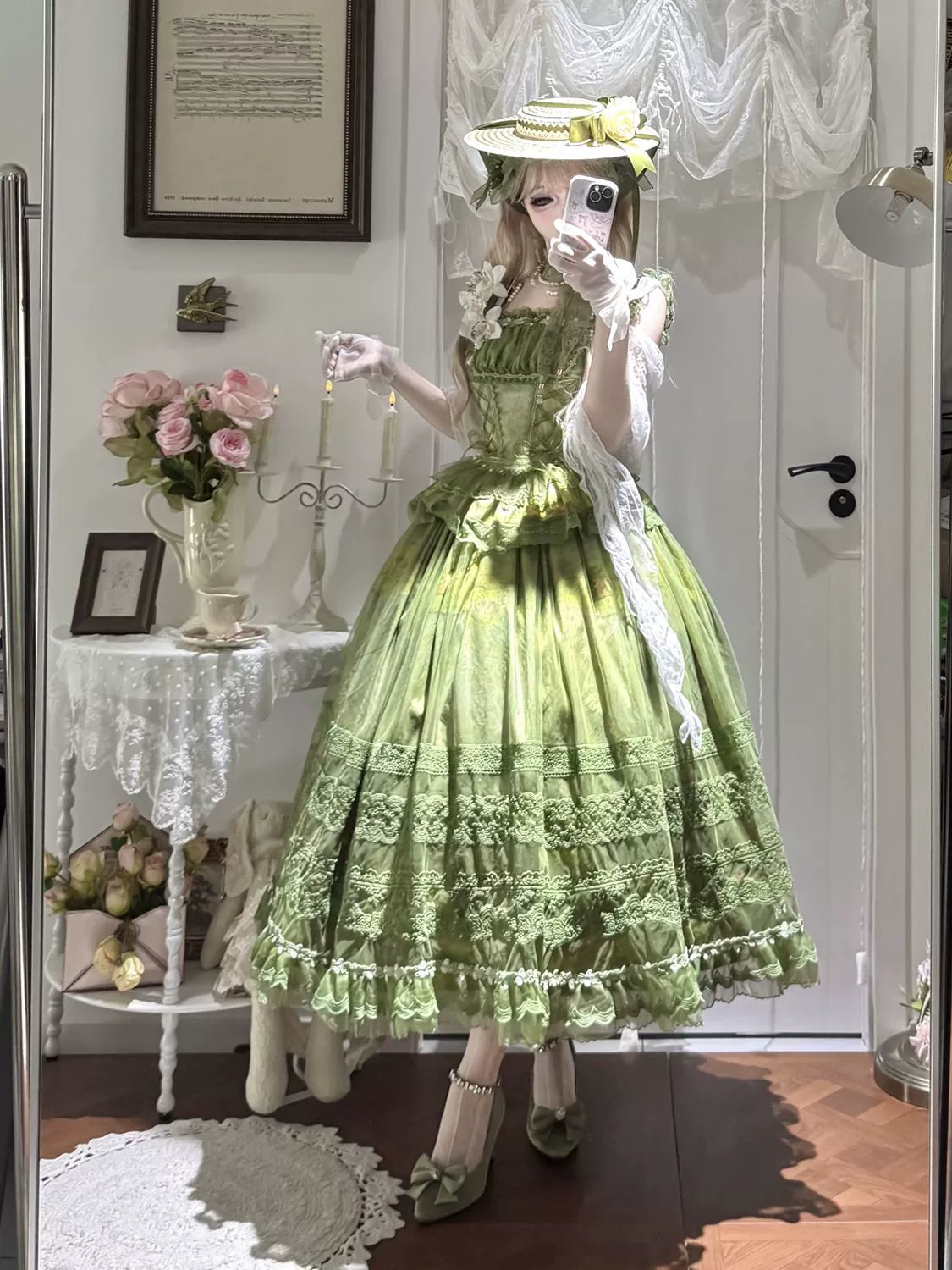 Hanguliang - Foggy Vineyard - Fishbone Classic Lolita Bodice, Maxi Skirt