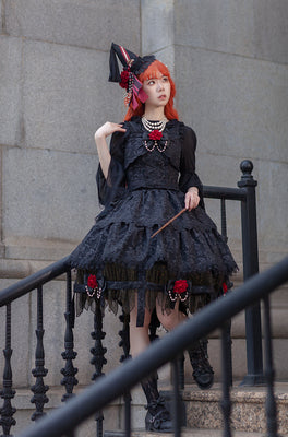 Infanta~Witch's Apprentice~Gothic Lolita Split Type Black Suit M black hat 