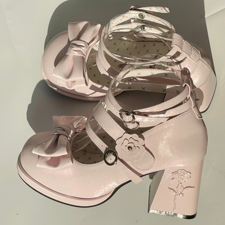 Dreamland~Whispers of the Rose~Daily Lolita Platform Heels Shoes with Relief Rose