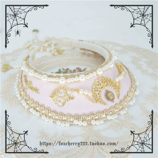 Fox Cherry--Lolita Palace Retro Head Ornament Hair Crown free size pink (chain is detachable) 