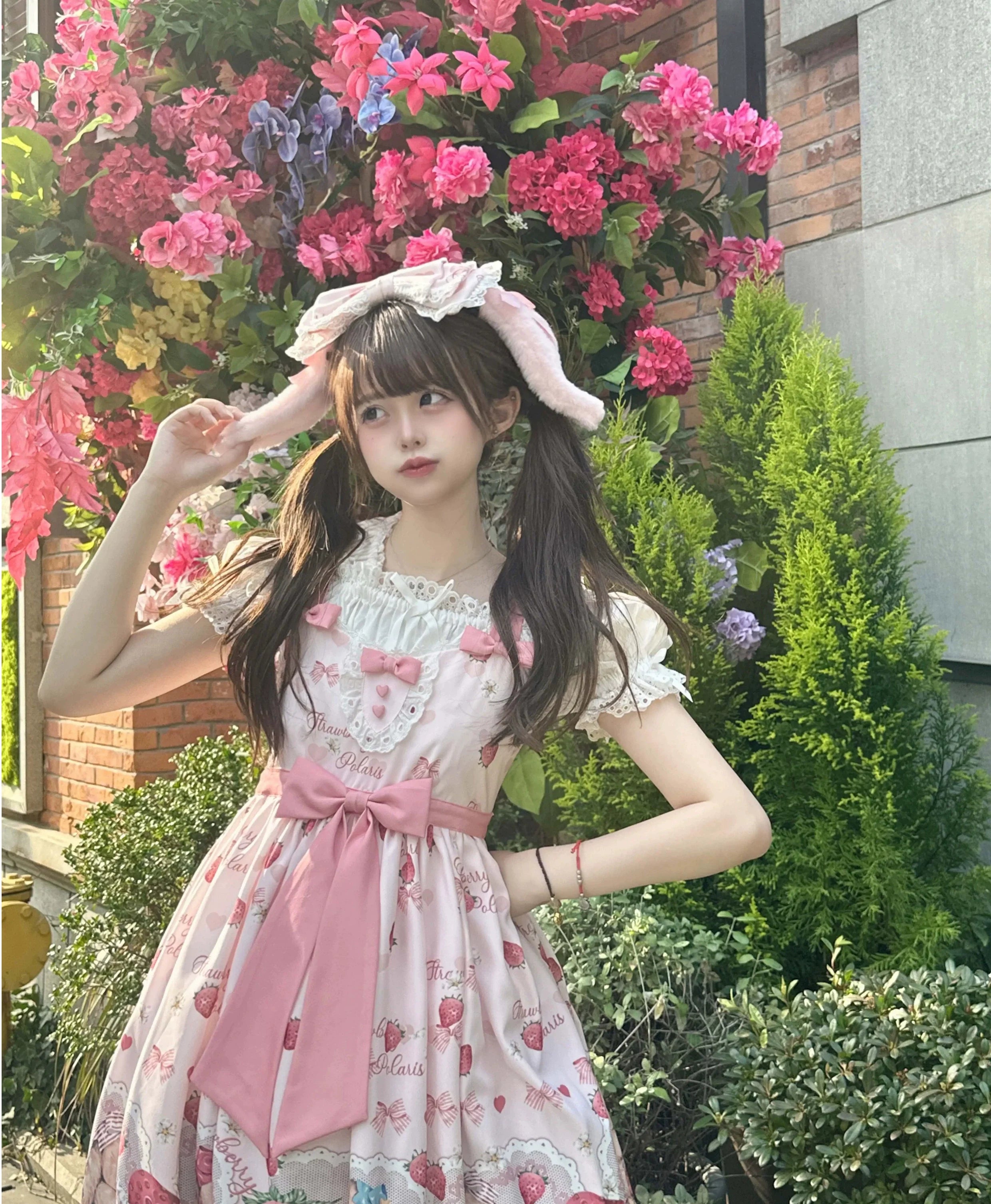 Polaris Lolita - Rabbit Berry Gift Box - Sweet Pink Lolita JSK Dress, Bunny & Straberry Print 44382:806014