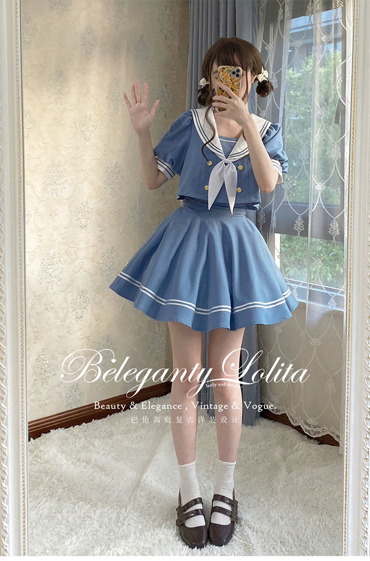 Beleganty - Sea and Wind Separate SP3.0 - Sailor Lolita Puffy Sleeve Blouse 43389:775316
