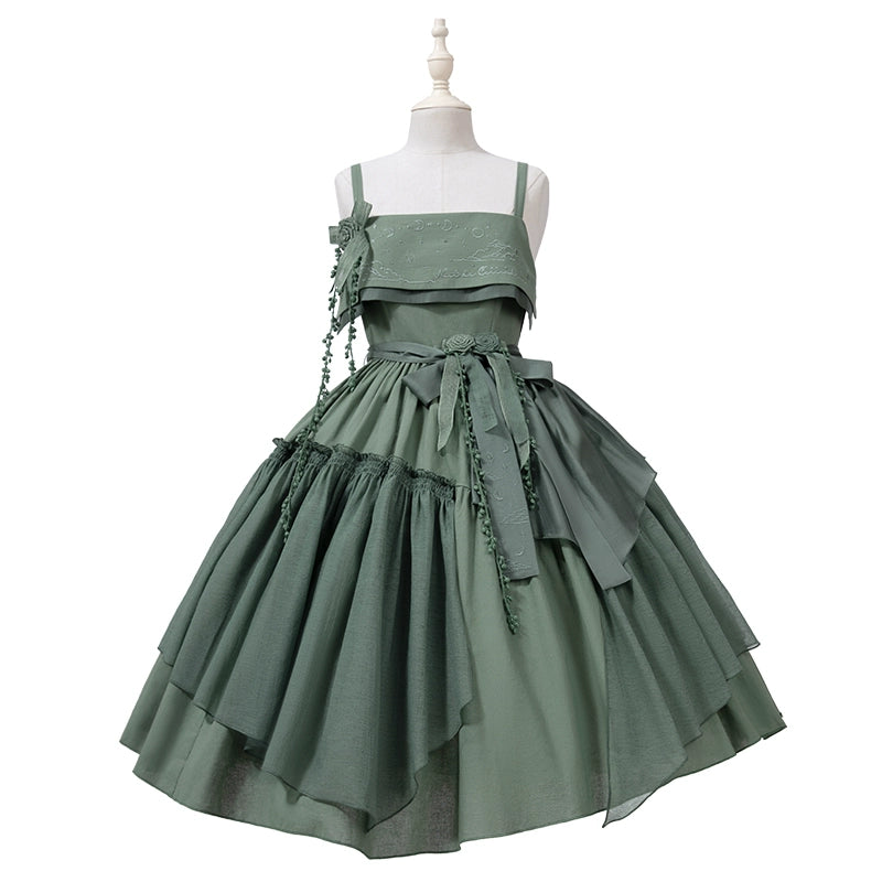 Nuit De Cellophane~A Thousand Moonfalls~Elegant Lolita JSK Dress Thin Cardigan XS JSK - green 