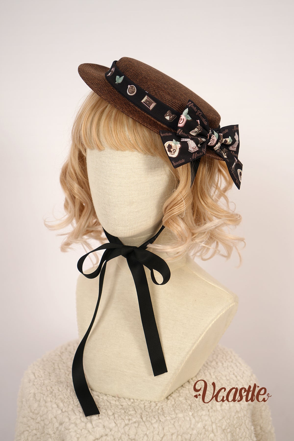 Vcastle~Mocha Chocolate~Kawaii Lolita Accessory Multicolors black flat cap 19784:306848