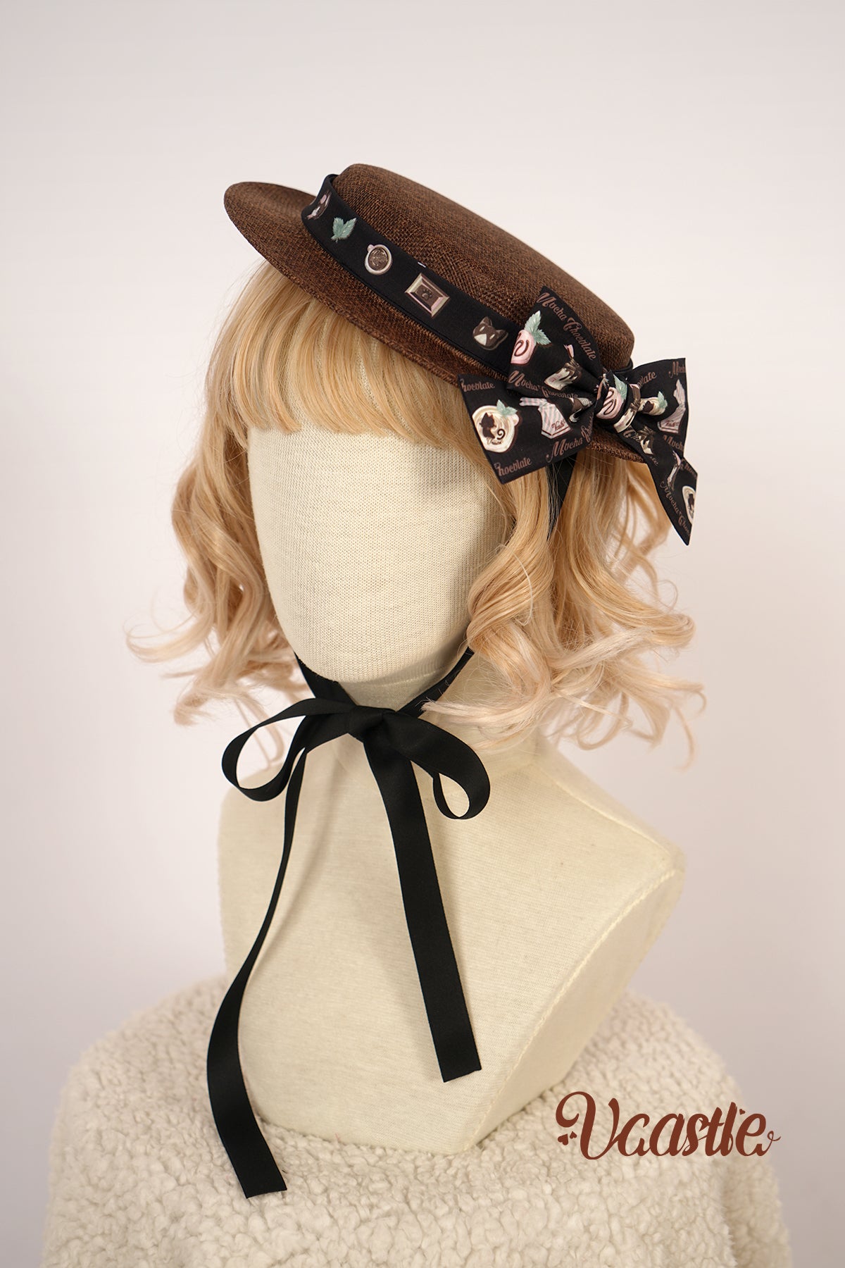 Vcastle~Mocha Chocolate~Kawaii Lolita Accessory Multicolors black flat cap  